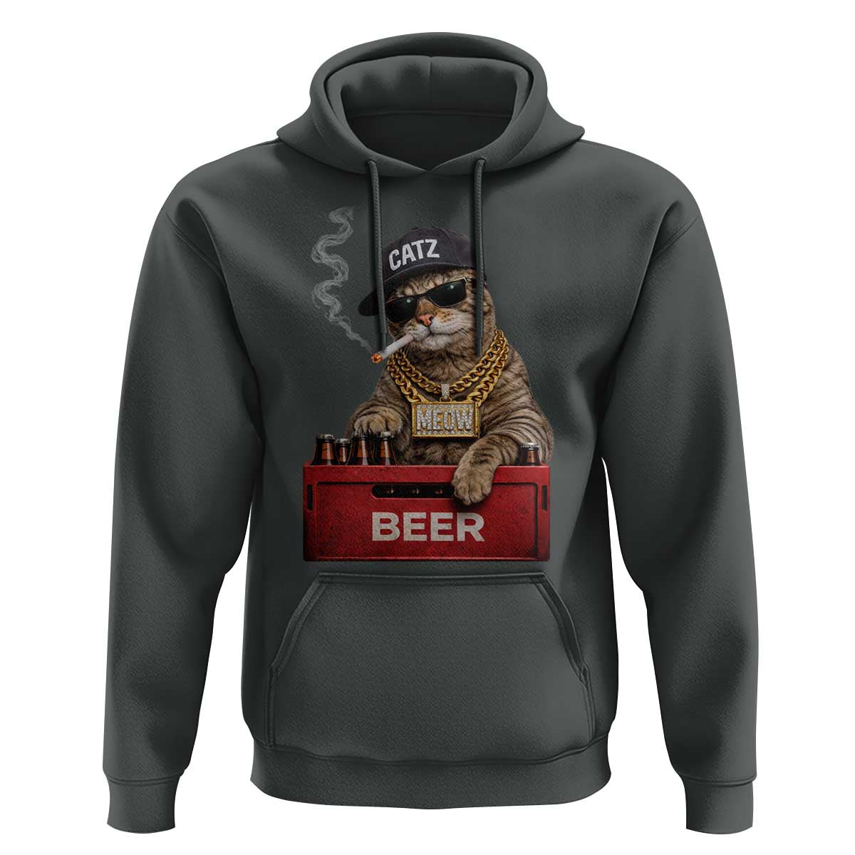 Funny Smoking Cat Meme Hoodie Vintage Graphic Cigarette Kitty Beer Cat Lover