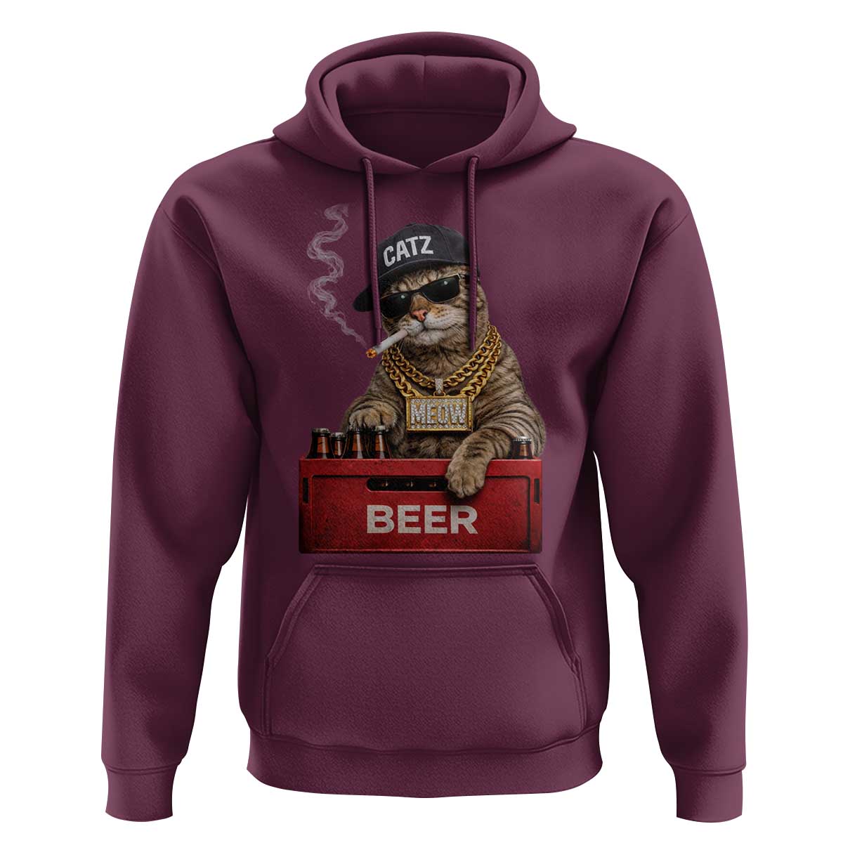 Funny Smoking Cat Meme Hoodie Vintage Graphic Cigarette Kitty Beer Cat Lover