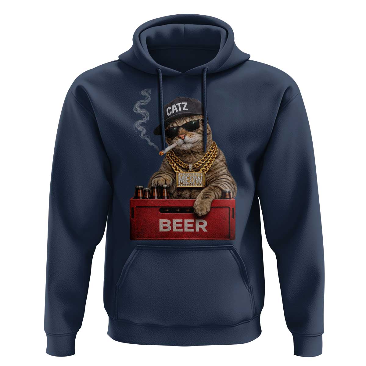 Funny Smoking Cat Meme Hoodie Vintage Graphic Cigarette Kitty Beer Cat Lover