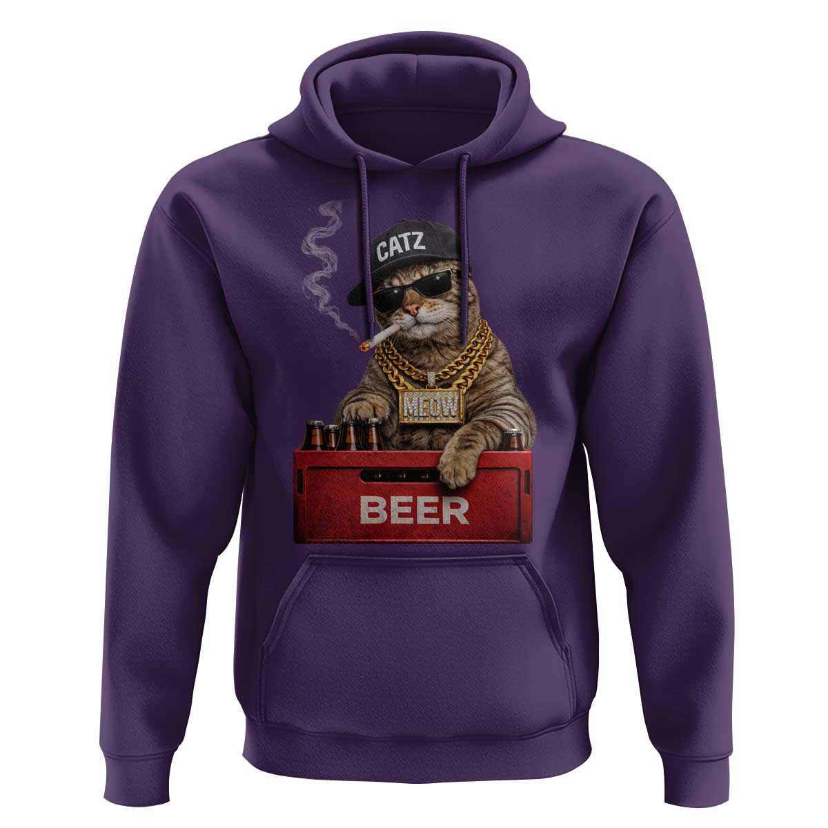Funny Smoking Cat Meme Hoodie Vintage Graphic Cigarette Kitty Beer Cat Lover