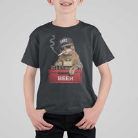 Funny Smoking Cat Meme T Shirt For Kid Vintage Graphic Cigarette Kitty Beer Cat Lover