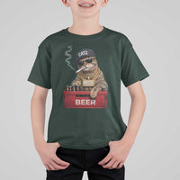 Funny Smoking Cat Meme T Shirt For Kid Vintage Graphic Cigarette Kitty Beer Cat Lover