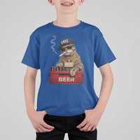 Funny Smoking Cat Meme T Shirt For Kid Vintage Graphic Cigarette Kitty Beer Cat Lover