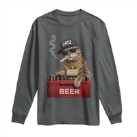 Funny Smoking Cat Meme Long Sleeve Shirt Vintage Graphic Cigarette Kitty Beer Cat Lover