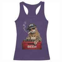 Funny Smoking Cat Meme Racerback Tank Top Vintage Graphic Cigarette Kitty Beer Cat Lover