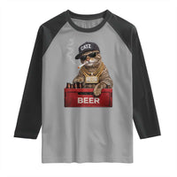 Funny Smoking Cat Meme Raglan Shirt Vintage Graphic Cigarette Kitty Beer Cat Lover