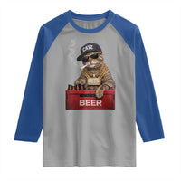 Funny Smoking Cat Meme Raglan Shirt Vintage Graphic Cigarette Kitty Beer Cat Lover