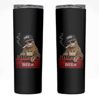 Funny Smoking Cat Meme Skinny Tumbler Vintage Graphic Cigarette Kitty Beer Cat Lover