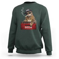 Funny Smoking Cat Meme Sweatshirt Vintage Graphic Cigarette Kitty Beer Cat Lover