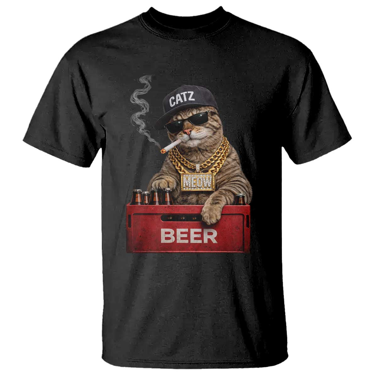 Funny Smoking Cat Meme T Shirt Vintage Graphic Cigarette Kitty Beer Cat Lover
