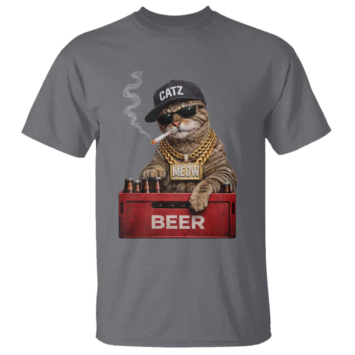 Funny Smoking Cat Meme T Shirt Vintage Graphic Cigarette Kitty Beer Cat Lover