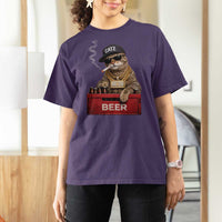 Funny Smoking Cat Meme T Shirt For Women Vintage Graphic Cigarette Kitty Beer Cat Lover
