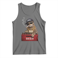 Funny Smoking Cat Meme Tank Top Vintage Graphic Cigarette Kitty Beer Cat Lover