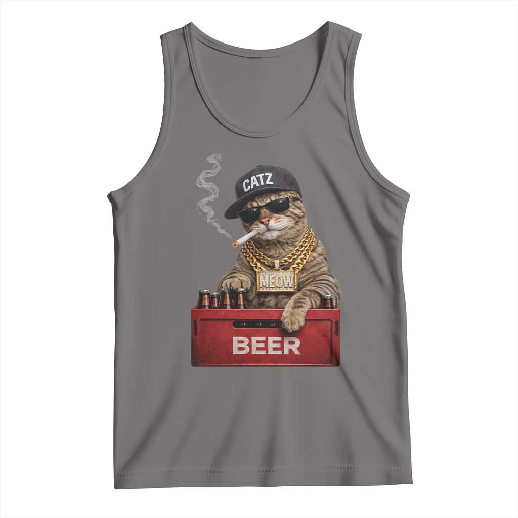 Funny Smoking Cat Meme Tank Top Vintage Graphic Cigarette Kitty Beer Cat Lover
