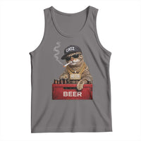 Funny Smoking Cat Meme Tank Top Vintage Graphic Cigarette Kitty Beer Cat Lover