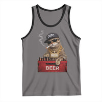 Funny Smoking Cat Meme Tank Top Vintage Graphic Cigarette Kitty Beer Cat Lover