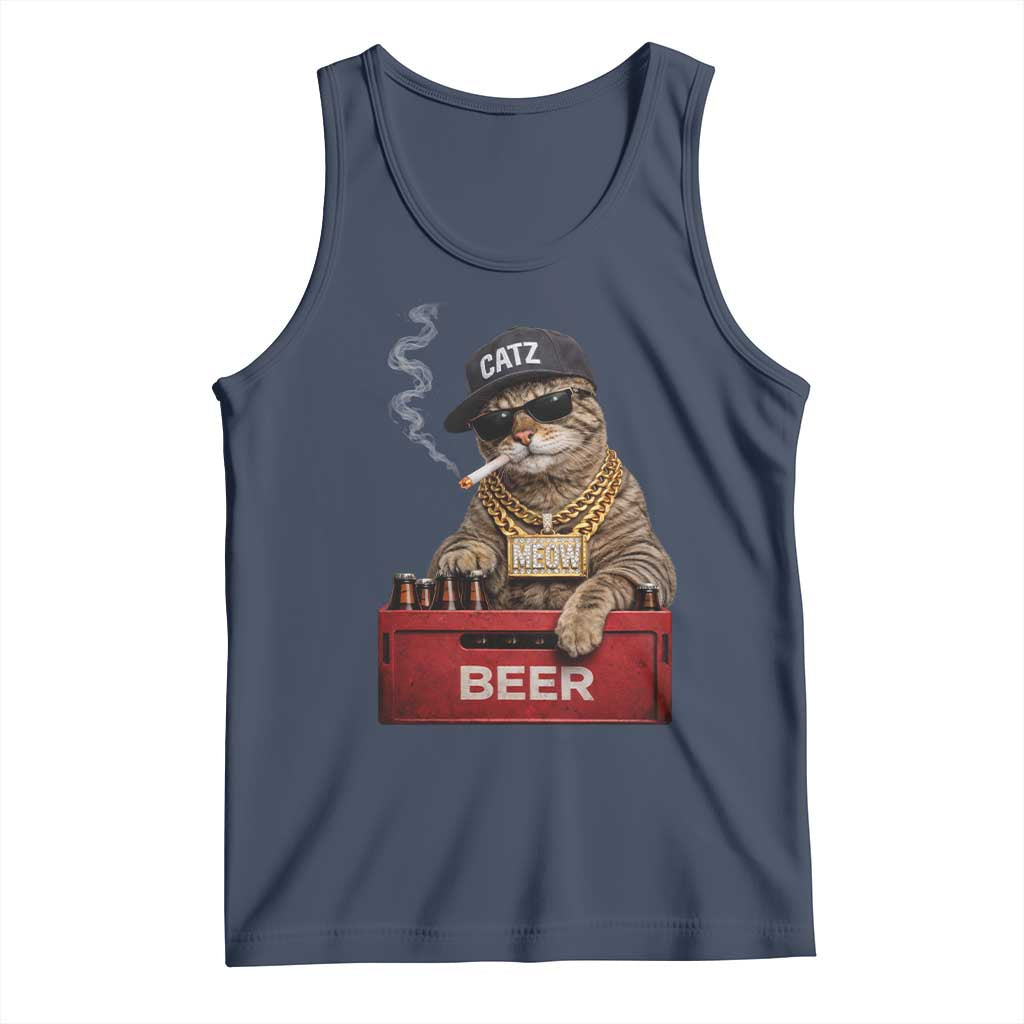 Funny Smoking Cat Meme Tank Top Vintage Graphic Cigarette Kitty Beer Cat Lover