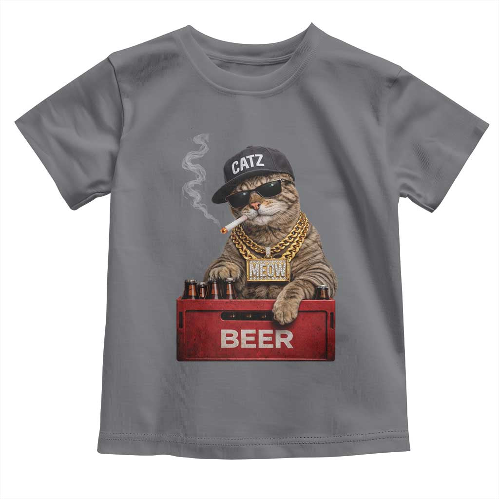 Funny Smoking Cat Meme Toddler T Shirt Vintage Graphic Cigarette Kitty Beer Cat Lover