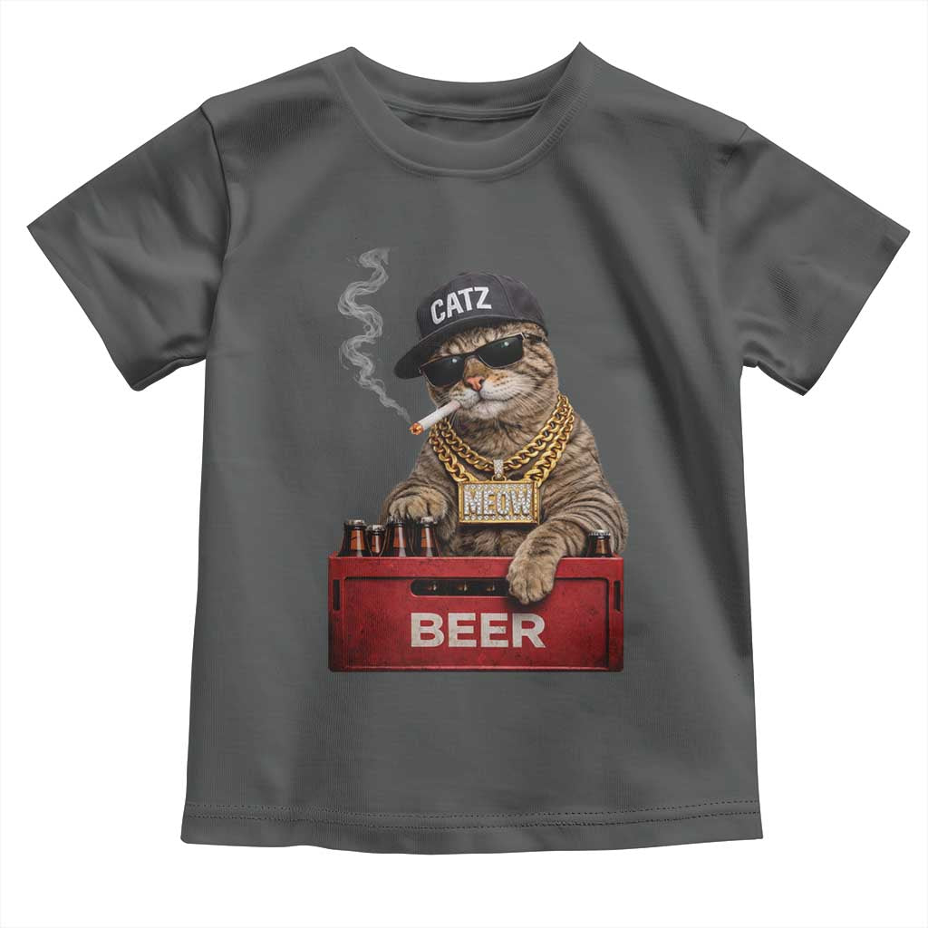 Funny Smoking Cat Meme Toddler T Shirt Vintage Graphic Cigarette Kitty Beer Cat Lover