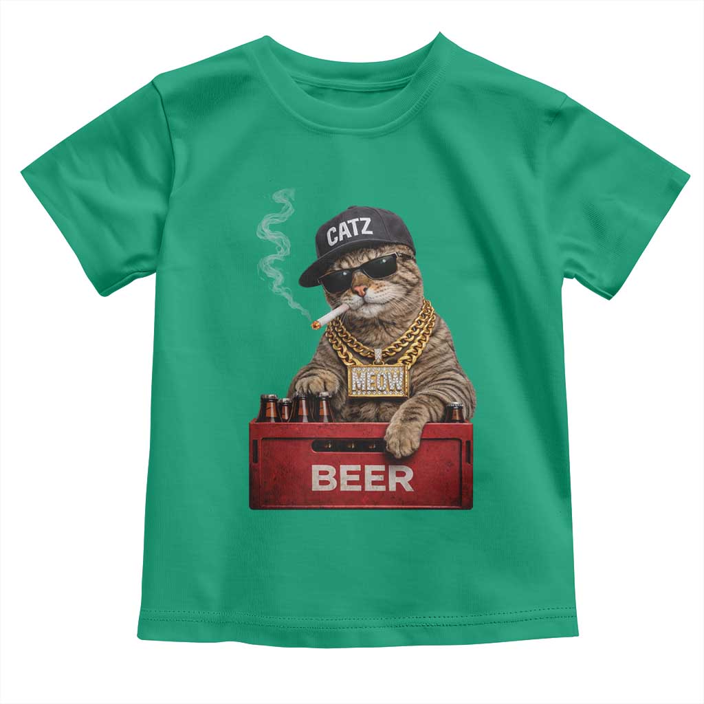 Funny Smoking Cat Meme Toddler T Shirt Vintage Graphic Cigarette Kitty Beer Cat Lover