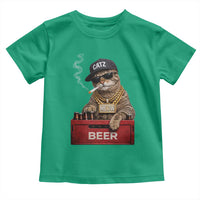Funny Smoking Cat Meme Toddler T Shirt Vintage Graphic Cigarette Kitty Beer Cat Lover