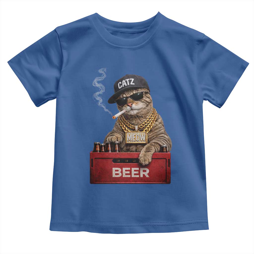 Funny Smoking Cat Meme Toddler T Shirt Vintage Graphic Cigarette Kitty Beer Cat Lover