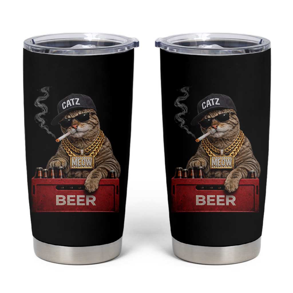 Funny Smoking Cat Meme Tumbler Cup Vintage Graphic Cigarette Kitty Beer Cat Lover