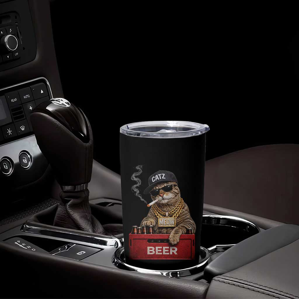 Funny Smoking Cat Meme Tumbler Cup Vintage Graphic Cigarette Kitty Beer Cat Lover