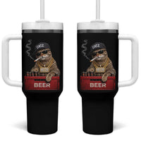 Funny Smoking Cat Meme Tumbler With Handle Vintage Graphic Cigarette Kitty Beer Cat Lover