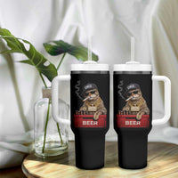 Funny Smoking Cat Meme Tumbler With Handle Vintage Graphic Cigarette Kitty Beer Cat Lover