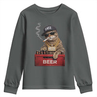 Funny Smoking Cat Meme Youth Sweatshirt Vintage Graphic Cigarette Kitty Beer Cat Lover