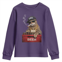 Funny Smoking Cat Meme Youth Sweatshirt Vintage Graphic Cigarette Kitty Beer Cat Lover