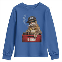 Funny Smoking Cat Meme Youth Sweatshirt Vintage Graphic Cigarette Kitty Beer Cat Lover