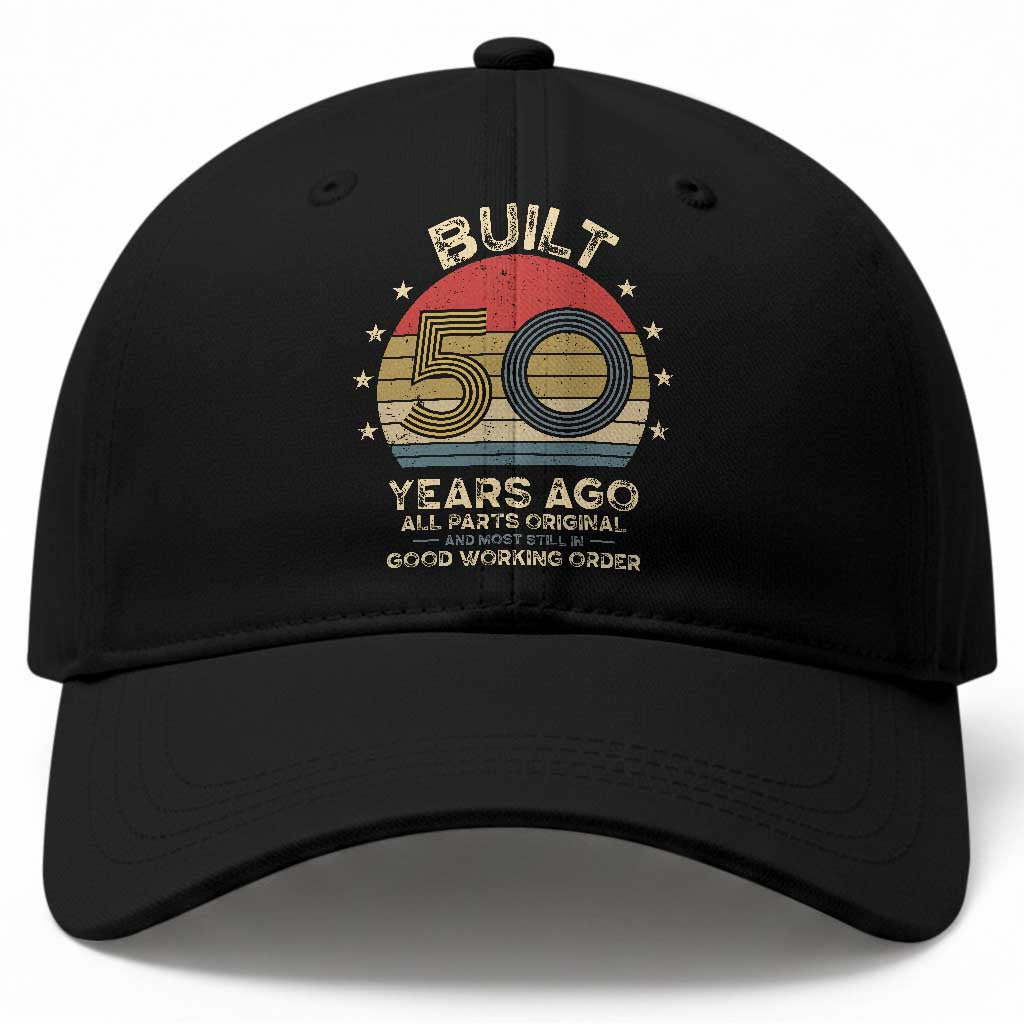 Funny 50th Birthday Baseball Cap Vintage Retro Built 50 Years Ago