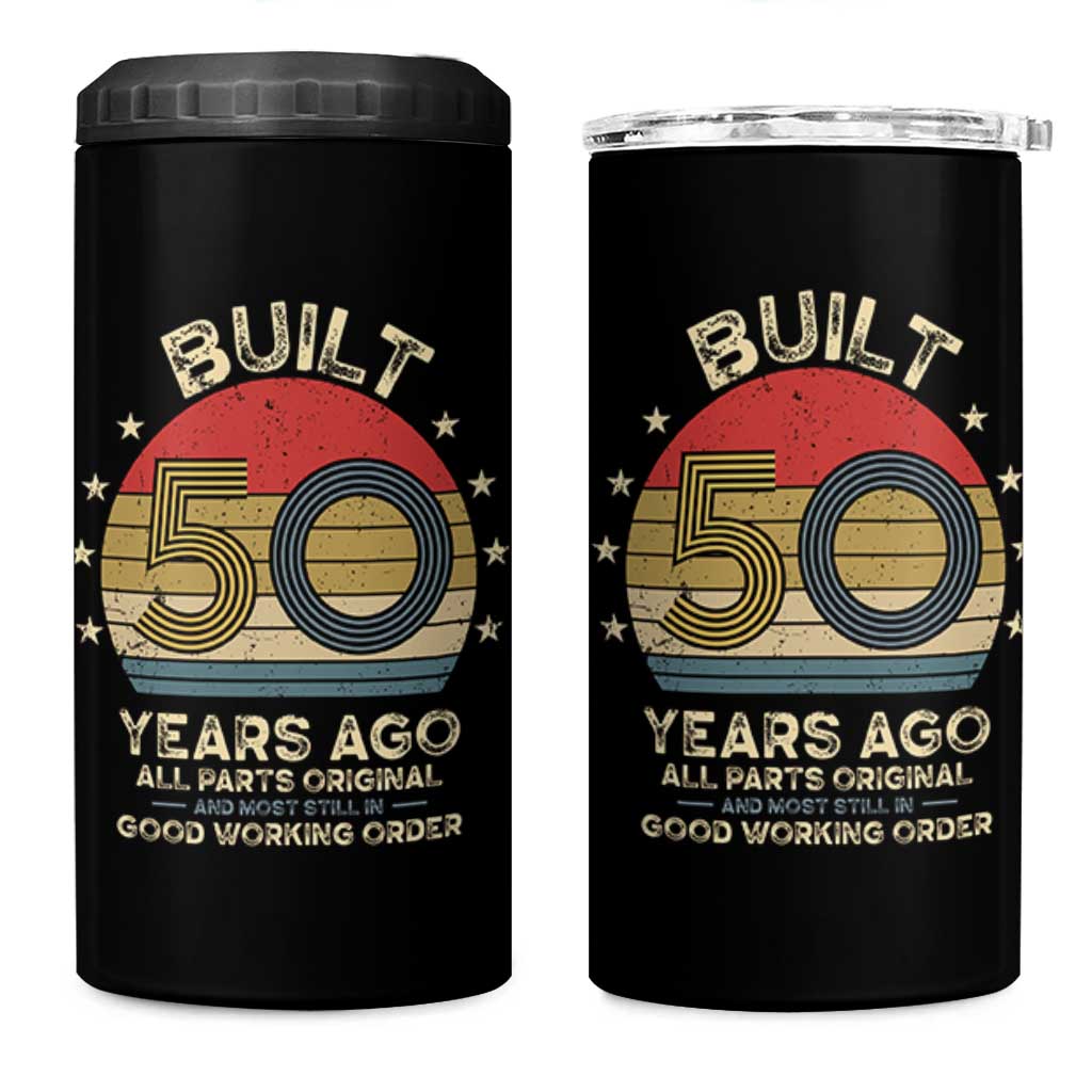 Funny 50th Birthday 4 in 1 Can Cooler Tumbler Vintage Retro Built 50 Years Ago