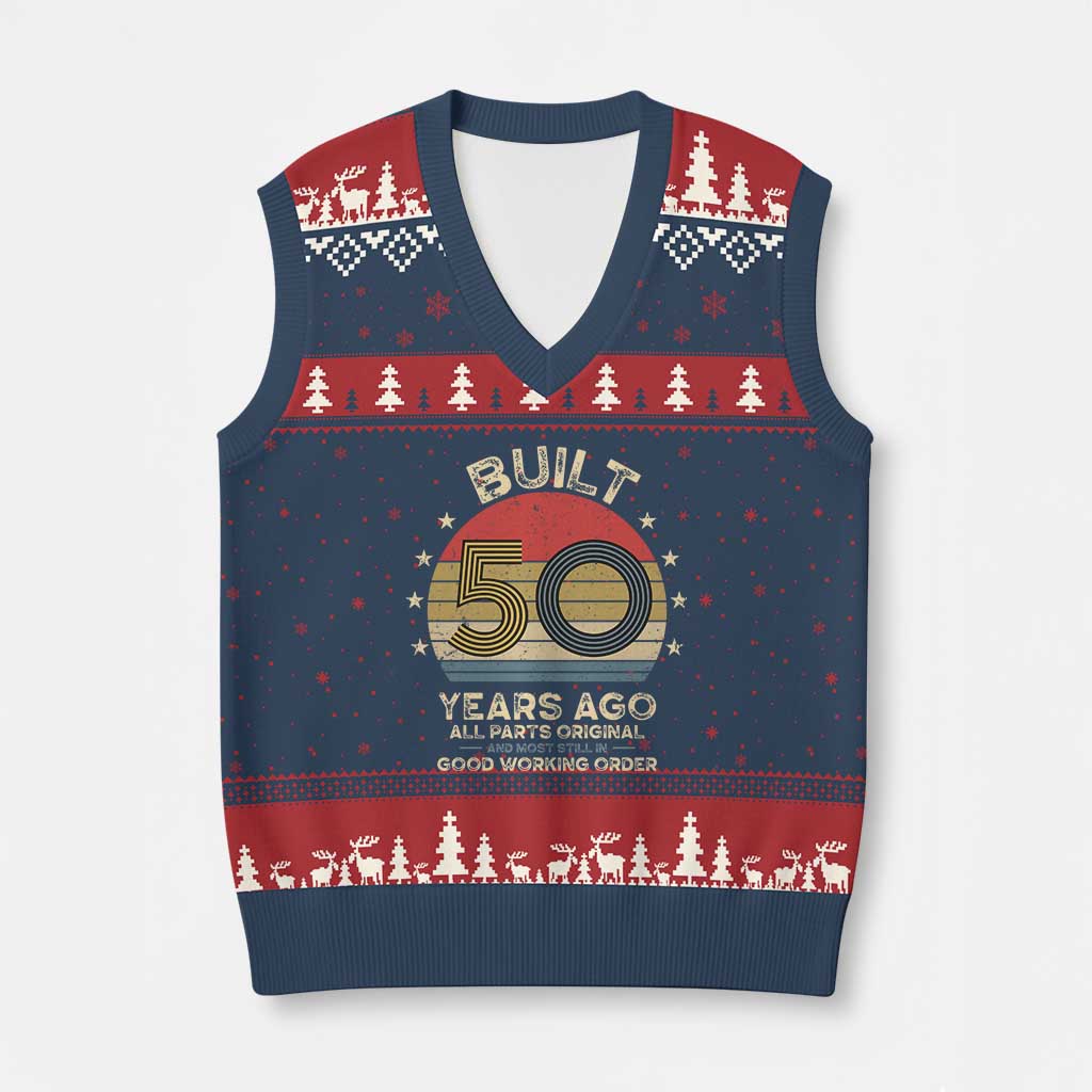 Funny 50th Birthday V-Neck Knit Sweater Vest Vintage Retro Built 50 Years Ago