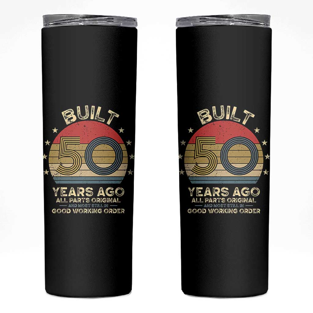 Funny 50th Birthday Skinny Tumbler Vintage Retro Built 50 Years Ago