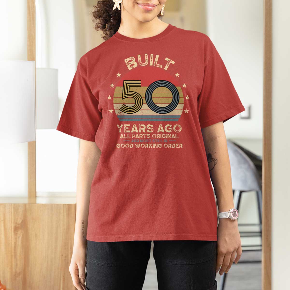 Funny 50th Birthday T Shirt For Women Vintage Retro Built 50 Years Ago