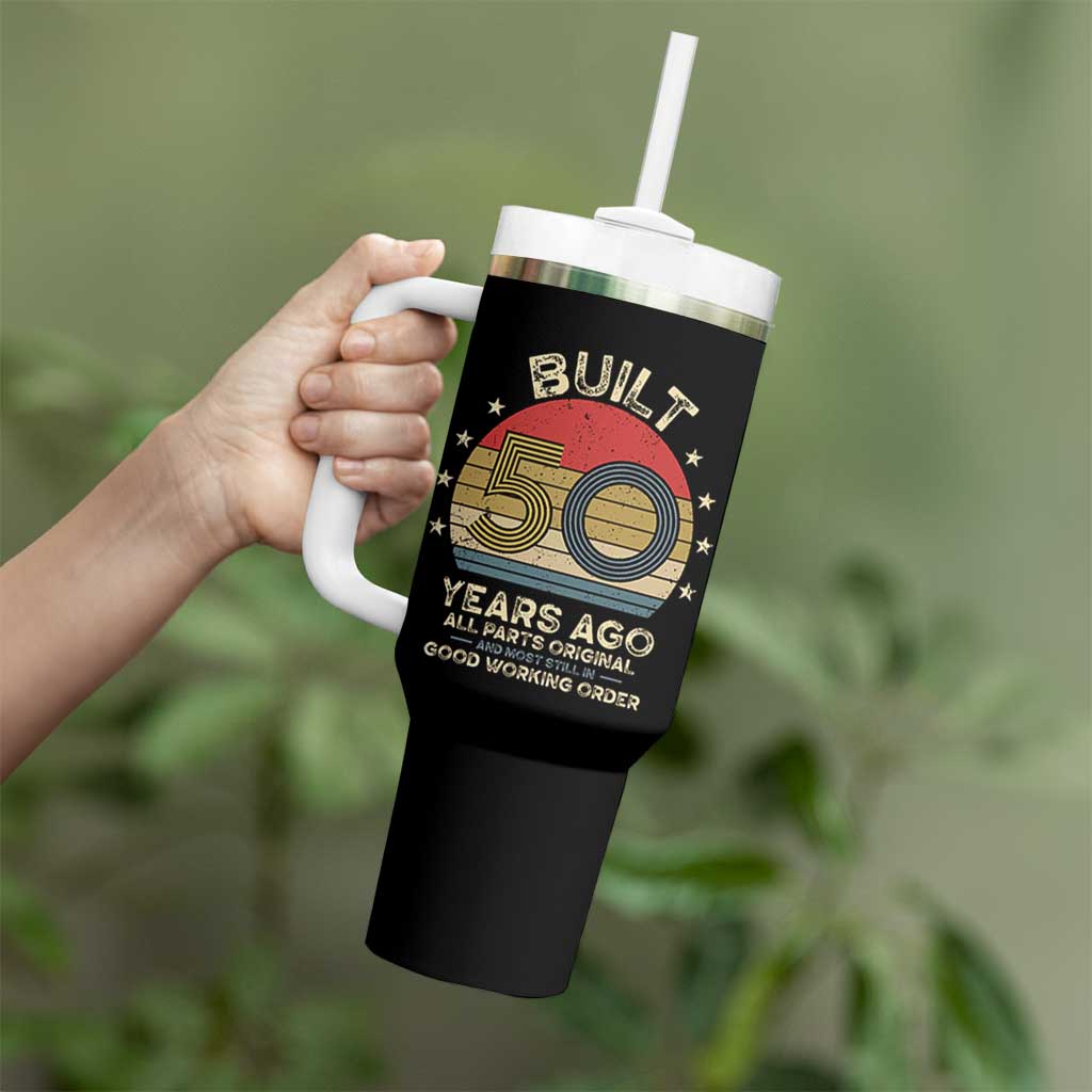 Funny 50th Birthday Tumbler With Handle Vintage Retro Built 50 Years Ago
