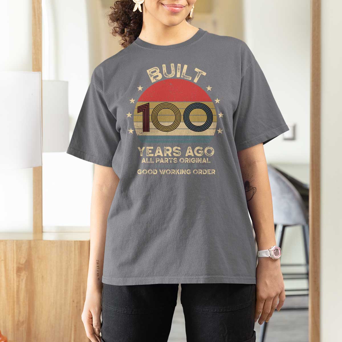 Funny 100th Birthday T Shirt For Women Vintage Retro Built 100 Years Ago