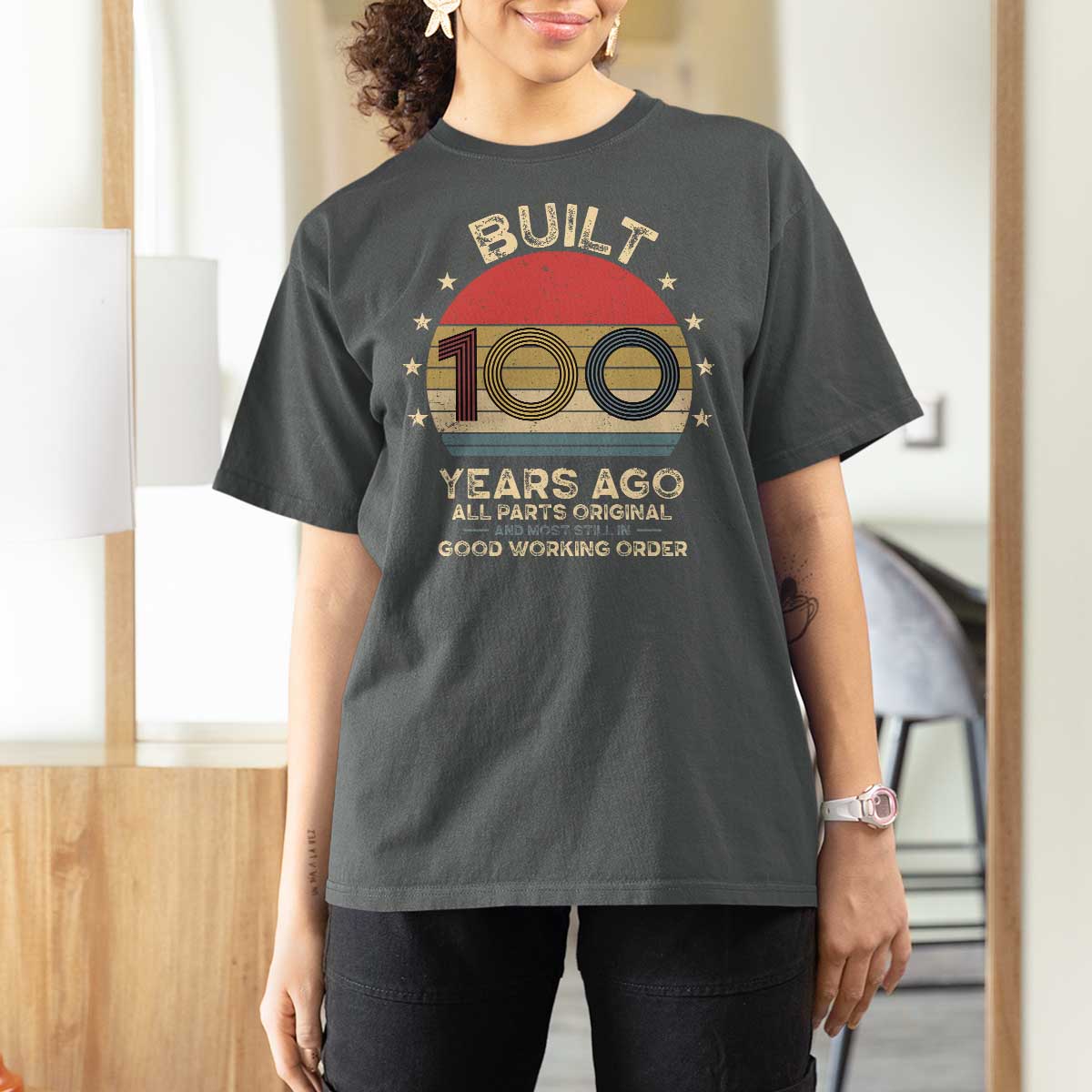 Funny 100th Birthday T Shirt For Women Vintage Retro Built 100 Years Ago