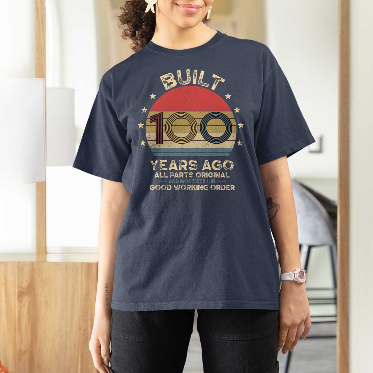 Funny 100th Birthday T Shirt For Women Vintage Retro Built 100 Years Ago