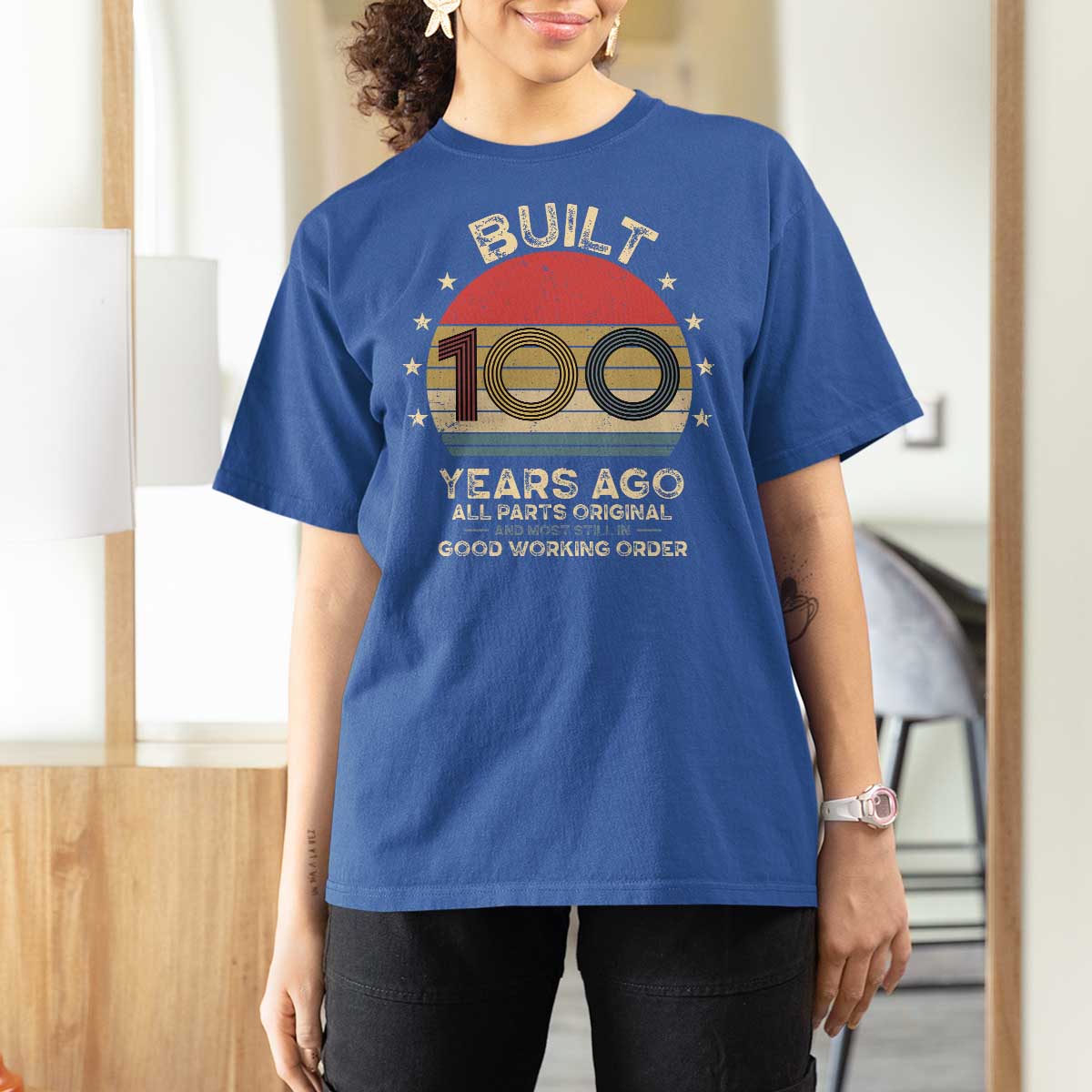 Funny 100th Birthday T Shirt For Women Vintage Retro Built 100 Years Ago