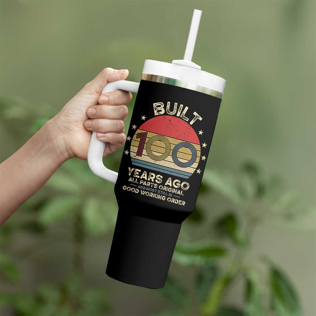 Funny 100th Birthday Tumbler With Handle Vintage Retro Built 100 Years Ago