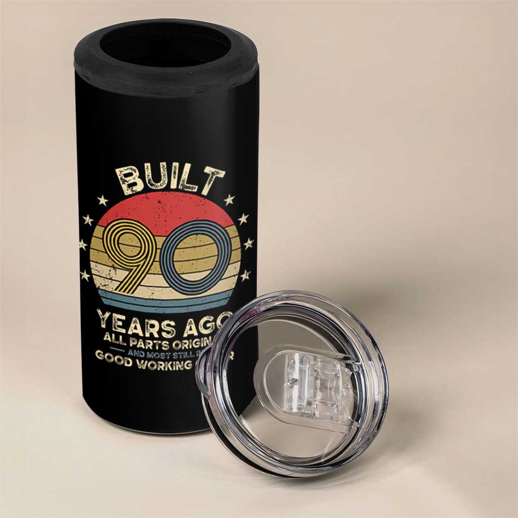Funny 90th Birthday 4 in 1 Can Cooler Tumbler Vintage Retro Built 90 Years Ago