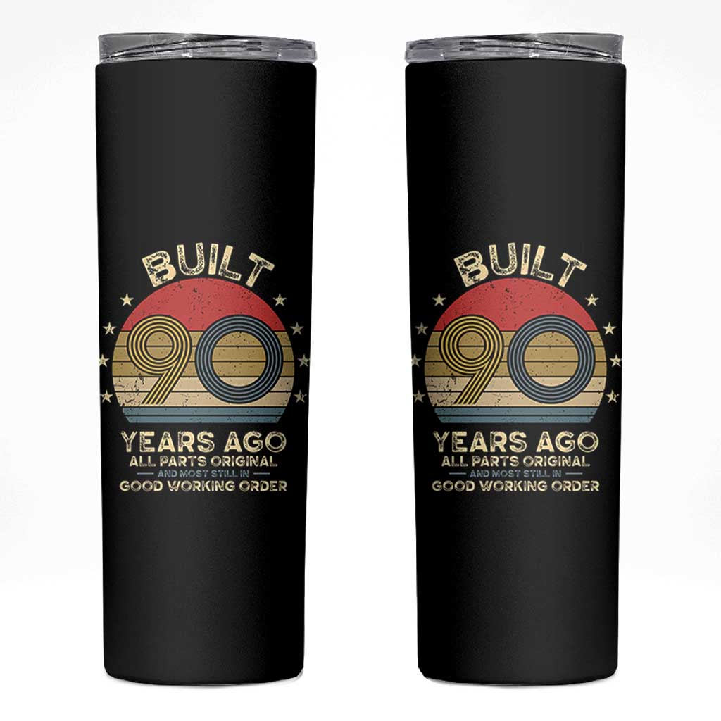 Funny 90th Birthday Skinny Tumbler Vintage Retro Built 90 Years Ago