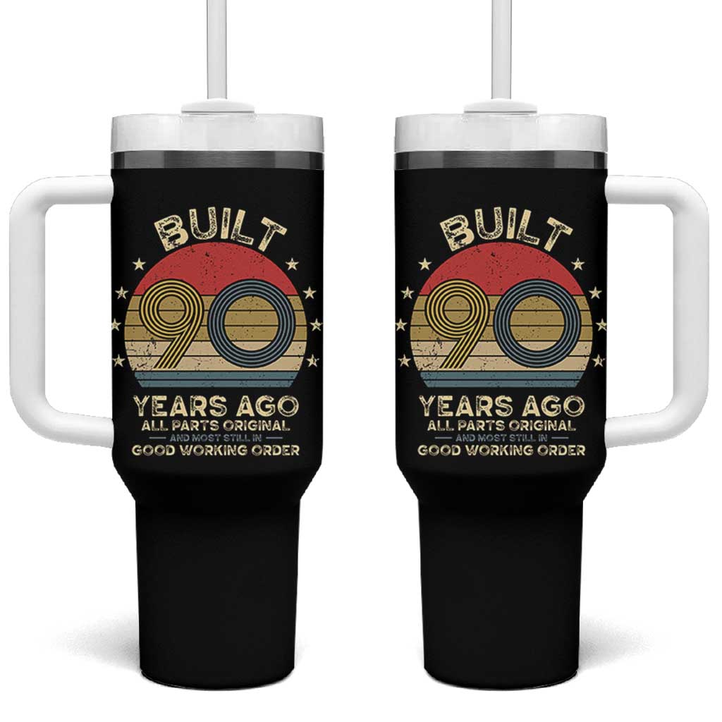 Funny 90th Birthday Tumbler With Handle Vintage Retro Built 90 Years Ago