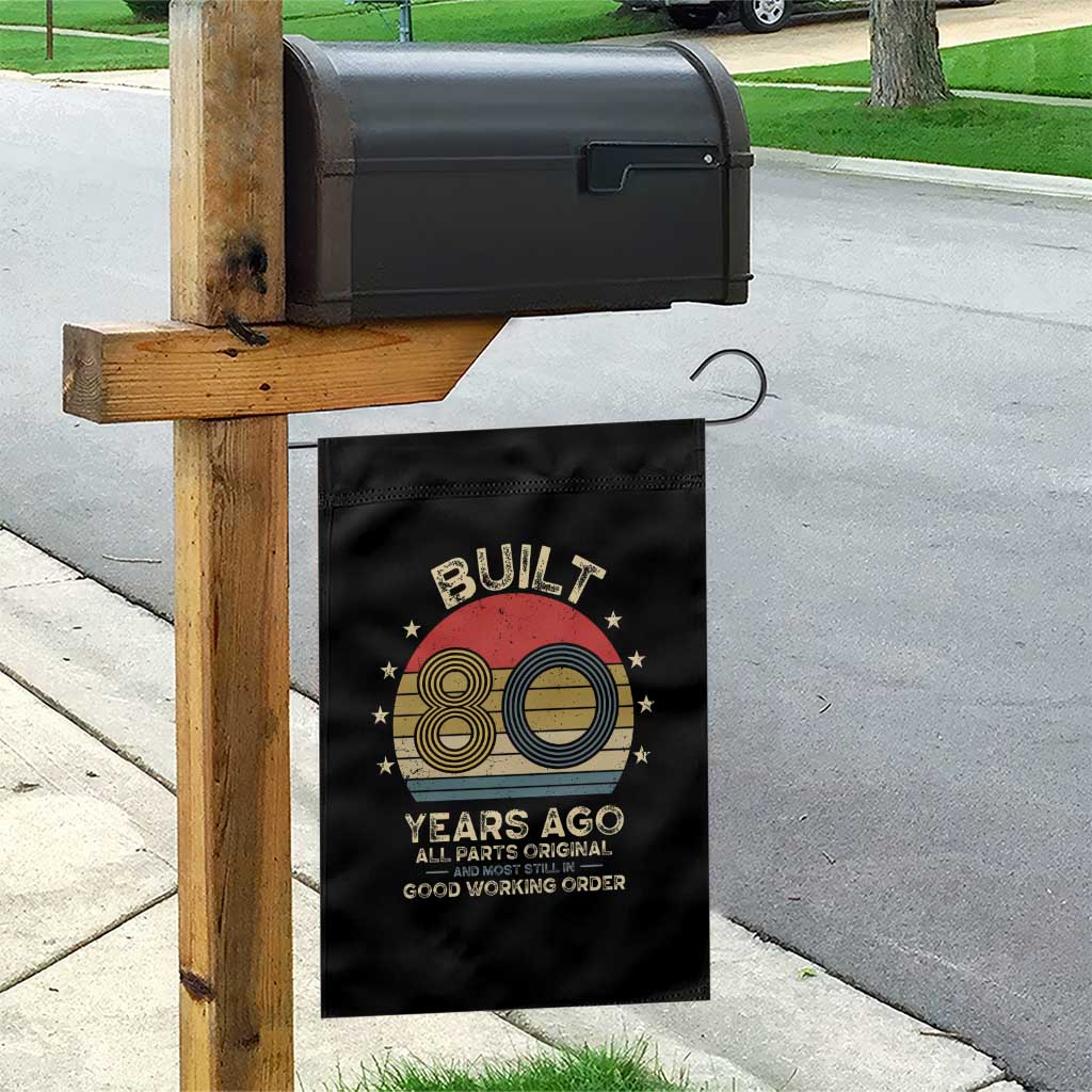 Funny 80th Birthday Garden Flag Vintage Retro Built 80 Years Ago
