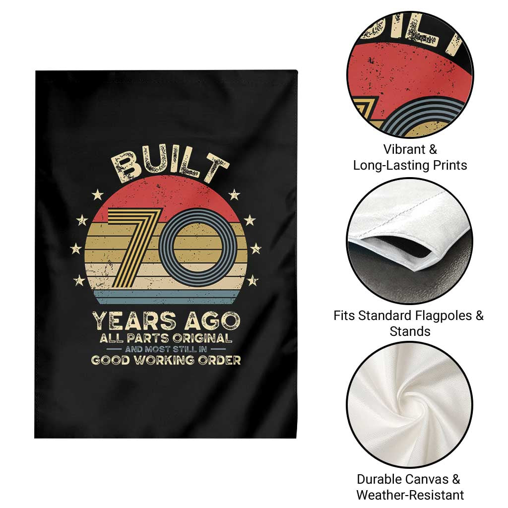 Funny 70th Birthday Garden Flag Vintage Retro Built 70 Years Ago