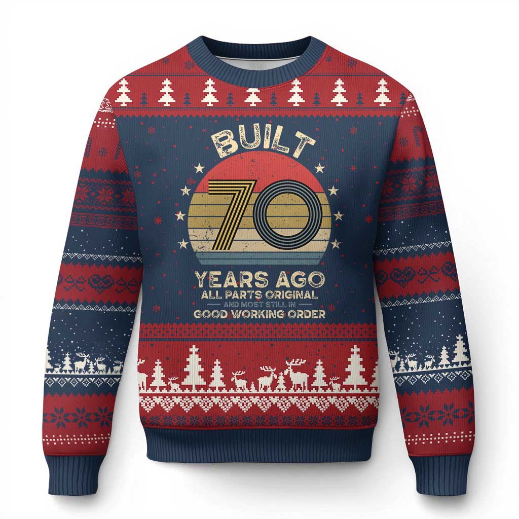 Funny 70th Birthday Ugly Christmas Sweater Vintage Retro Built 70 Years Ago